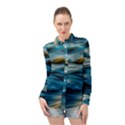 Waves Abstract Long Sleeve Chiffon Shirt View1