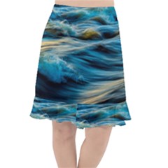 Waves Abstract Fishtail Chiffon Skirt by uniart180623