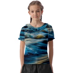 Waves Abstract Kids  Frill Chiffon Blouse by uniart180623