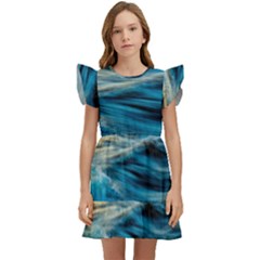 Waves Abstract Kids  Winged Sleeve Dress