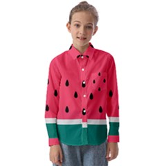 Watermelon Fruit Pattern Kids  Long Sleeve Shirt by uniart180623