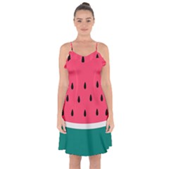 Watermelon Fruit Pattern Ruffle Detail Chiffon Dress by uniart180623