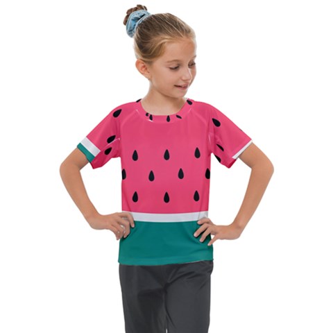 Watermelon Fruit Pattern Kids  Mesh Piece Tee by uniart180623