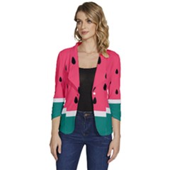 Watermelon Fruit Pattern Women s One-button 3/4 Sleeve Short Jacket