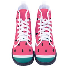 Watermelon Fruit Pattern Men s High-top Canvas Sneakers