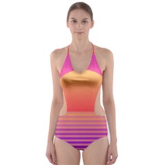 Sunset Summer Time Cut-out One Piece Swimsuit by uniart180623