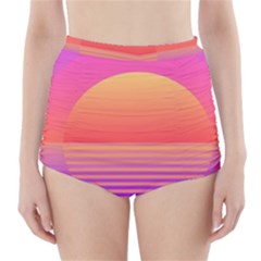 Sunset Summer Time High-waisted Bikini Bottoms by uniart180623