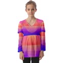 Sunset Summer Time Kids  V Neck Casual Top View1