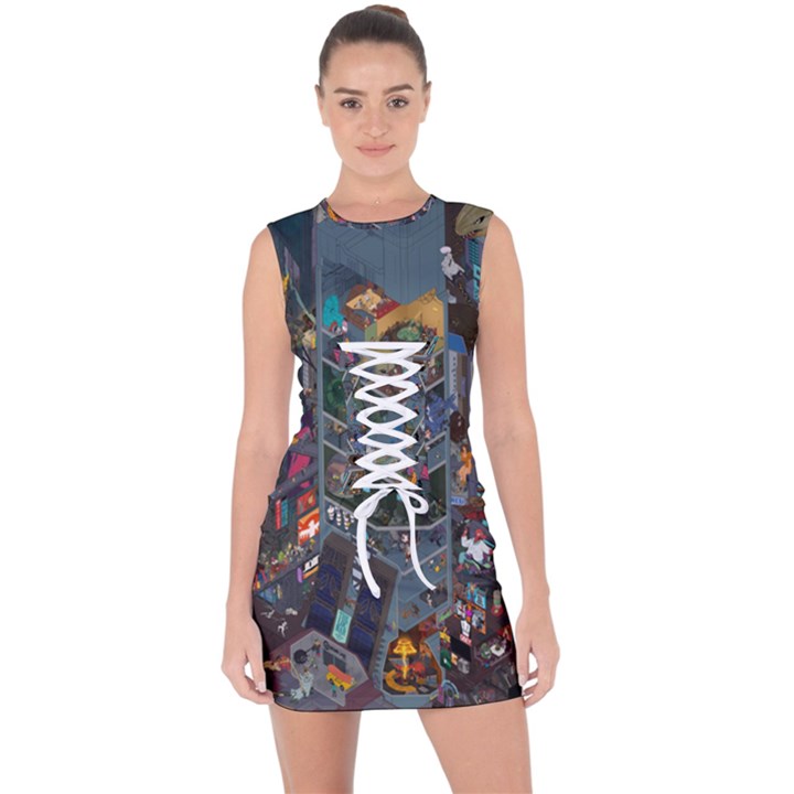 Fictional Character Cartoons Lace Up Front Bodycon Dress