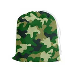 Green Military Background Camouflage Drawstring Pouch (xl) by uniart180623