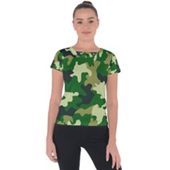 Green Military Background Camouflage Short Sleeve Sports Top  by uniart180623