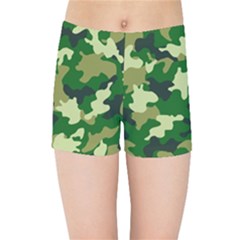 Green Military Background Camouflage Kids  Sports Shorts by uniart180623