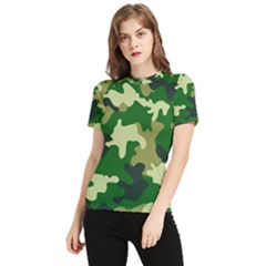 Green Military Background Camouflage Women s Short Sleeve Rash Guard by uniart180623