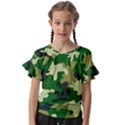 Green Military Background Camouflage Kids  Cut Out Flutter Sleeves View1