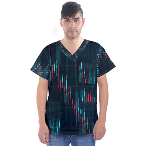 Flag Patterns On Forex Charts Men s V-neck Scrub Top by uniart180623