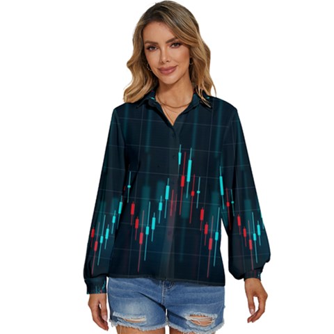 Flag Patterns On Forex Charts Women s Long Sleeve Button Up Shirt by uniart180623