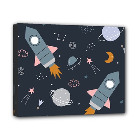 Space Background Illustration With Stars And Rocket Seamless Vector Pattern Canvas 10  X 8  (stretched) by uniart180623