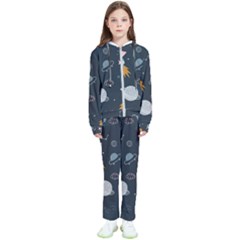 Space Background Illustration With Stars And Rocket Seamless Vector Pattern Kids  Tracksuit by uniart180623