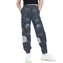 Space Background Illustration With Stars And Rocket Seamless Vector Pattern Kids  Joggers by uniart180623