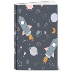 Space Background Illustration With Stars And Rocket Seamless Vector Pattern 8  X 10  Softcover Notebook by uniart180623