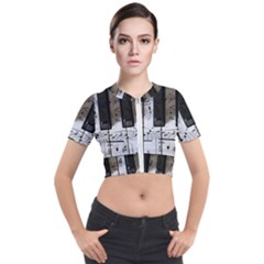 Music Piano Instrument Sheet Short Sleeve Cropped Jacket by uniart180623