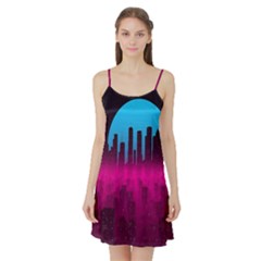 Futuristic Cityscape Satin Night Slip by uniart180623