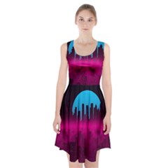 Futuristic Cityscape Racerback Midi Dress