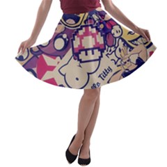 Retro Cartoon Titty Parody A-line Skater Skirt by uniart180623