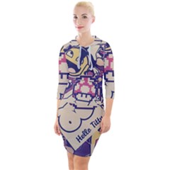 Retro Cartoon Titty Parody Quarter Sleeve Hood Bodycon Dress by uniart180623