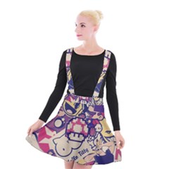 Retro Cartoon Titty Parody Suspender Skater Skirt by uniart180623