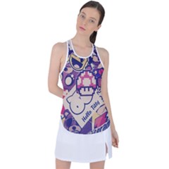 Retro Cartoon Titty Parody Racer Back Mesh Tank Top