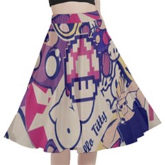 Retro Cartoon Titty Parody A-line Full Circle Midi Skirt With Pocket by uniart180623