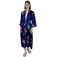 Flowers Pattern Bouquets Colorful Maxi Satin Kimono by uniart180623