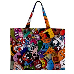 Cartoon Explosion Cartoon Characters Funny Zipper Mini Tote Bag