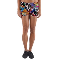 Cartoon Explosion Cartoon Characters Funny Yoga Shorts by uniart180623