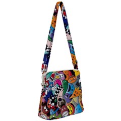 Cartoon Explosion Cartoon Characters Funny Zipper Messenger Bag by uniart180623