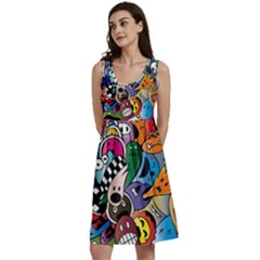 Cartoon Explosion Cartoon Characters Funny Classic Skater Dress by uniart180623