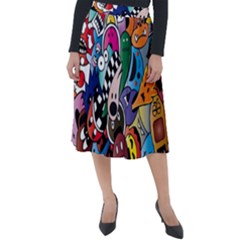 Cartoon Explosion Cartoon Characters Funny Classic Velour Midi Skirt  by uniart180623