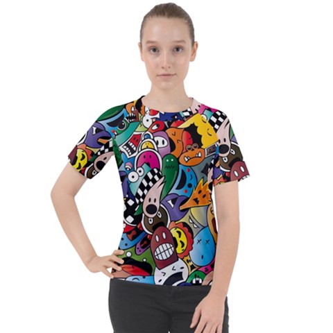 Cartoon Explosion Cartoon Characters Funny Women s Sport Raglan Tee by uniart180623