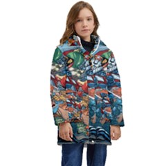 80 s Cartoons Cartoon Masters Of The Universe Kids  Hooded Longline Puffer Jacket by uniart180623