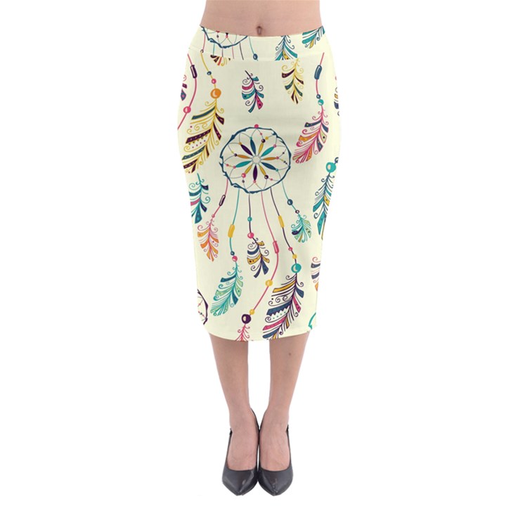 Dreamcatcher Abstract Pattern Midi Pencil Skirt