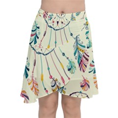 Dreamcatcher Abstract Pattern Chiffon Wrap Front Skirt by uniart180623