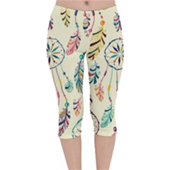 Dreamcatcher Abstract Pattern Velvet Capri Leggings  by uniart180623