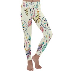 Dreamcatcher Abstract Pattern Kids  Lightweight Velour Classic Yoga Leggings by uniart180623