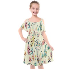 Dreamcatcher Abstract Pattern Kids  Cut Out Shoulders Chiffon Dress by uniart180623