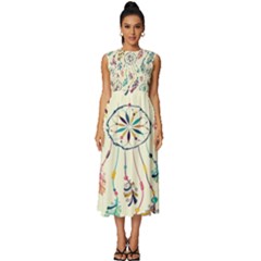 Dreamcatcher Abstract Pattern Sleeveless Round Neck Midi Dress by uniart180623