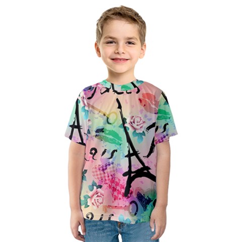 From Paris Abstract Art Pattern Kids  Sport Mesh Tee by uniart180623