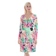 From Paris Abstract Art Pattern Long Sleeve Velvet Front Wrap Dress by uniart180623