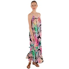 From Paris Abstract Art Pattern Cami Maxi Ruffle Chiffon Dress by uniart180623