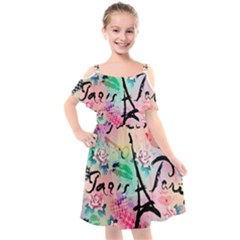 From Paris Abstract Art Pattern Kids  Cut Out Shoulders Chiffon Dress by uniart180623